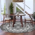 thumbnail image 3 of Round Rugs 5Ft, Grey Boho Round Area Rug Washable Indoor Throw Carpet, Abstract Floral Southwestern Ethnic Tribal Soft Non Slip Circle Rug for Cabinet Bathroom Home Decor Aesthetic, 3 of 8
