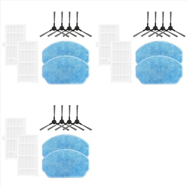 3Conjunto para VCR04W Robot Aspirador Accesorios Filtro Hepa Cepillo Lateral Paño de Fregona Repuestos