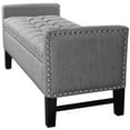thumbnail image 4 of Maklaine Linen Fabric Storage Bench with Nailhead Trim in Light Gray, 4 of 8