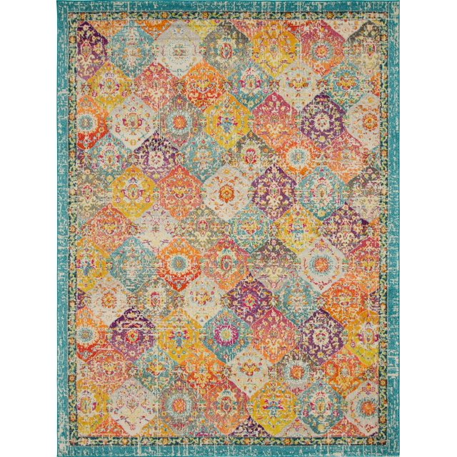 Unique Loom Penrose Collection Distressed Traditional Vintage Area Rug, 9 x 12 Feet, Multi/Blue