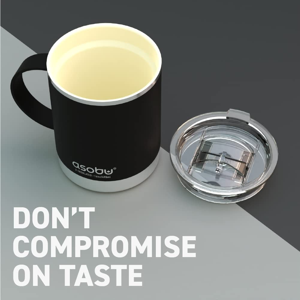 AdNart Ultimate Stainless Steel Ceramic Inner Coating Insulated Mug 12 oz, Black