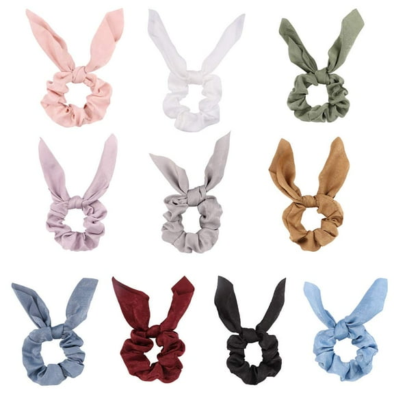10 Packs Scrunchies for Hair, Silk Hair Scrunchies for Women Hair Ties Bowknot Scrunchies for Hair Ponytail Holder Fashion Hair Scarf Scrunchie Bunny Ear Scrunchies