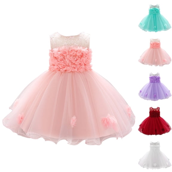 HJYCHN Girls Dress Sleeveless 3D Floral Puffy Tutu Gown with Tiered Skirt for Carnival Toddler Dress 6-12 Months