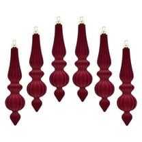HCBY 6Pcs Shaped Velvet Hanging Decoration, Plastic Finial Drop Christmas Tree Hanging Ornaments, Shiny, Matte Glitter Hanging Stage Decoration(Red,6.7")