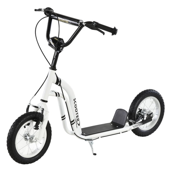 Youth Scooter for Kids Ages 5 with Dual Brakes, 12-Inch Air-Filled Tires, Outdoor Play Vehicle, White