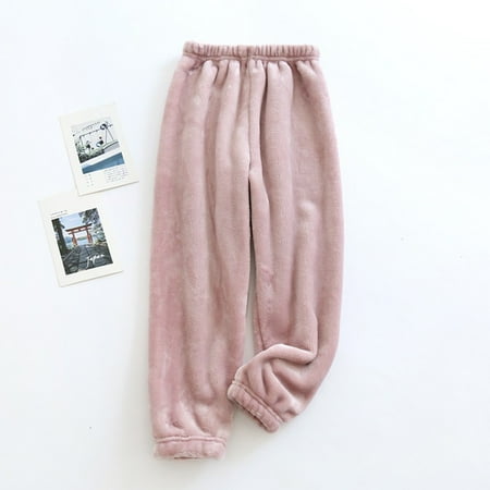 

Bjutir Toddler Boys Girls Flannel Pajamas Pants Solid Soft Thicken Warm Kids Fashion Long Pants Fall Winter Home Pants Elastic Waist Trousers Sleepwear Pink Navy Grey Blue For 7 Years