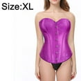 thumbnail image 2 of Corsé hasta cintura deshuesada Cincher Bustier Top Túnica sexy con botones delanteros - Púrpura, 2 of 5