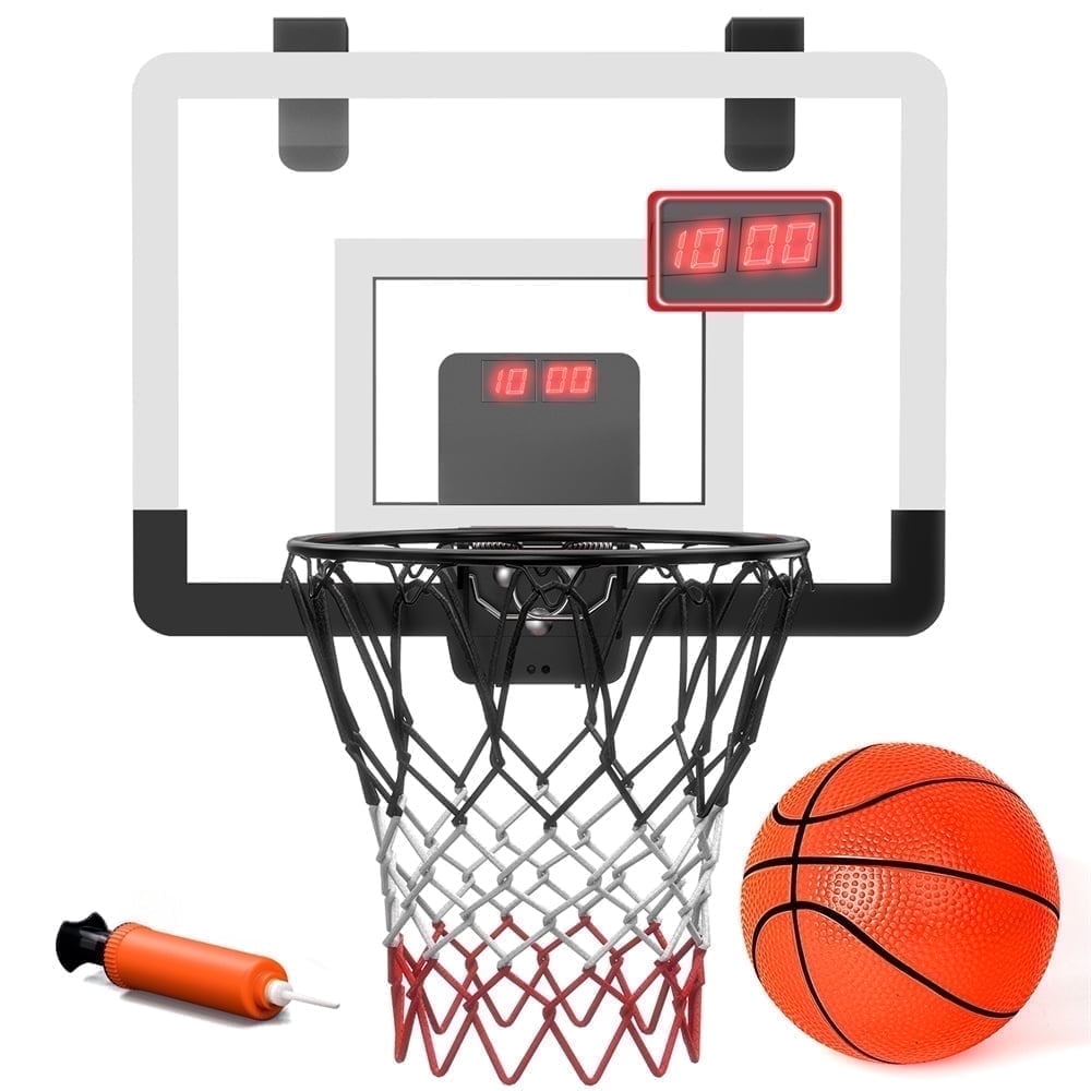 EOTVIA Indoor Basketball Hoop Set with Ball for Room&Wall, Mini Basketball Hoop over The Door with Electronic Scoreboard for Kids Adults Teens Birthday Toy Christmas Gifts, Foldable Steel Rim
