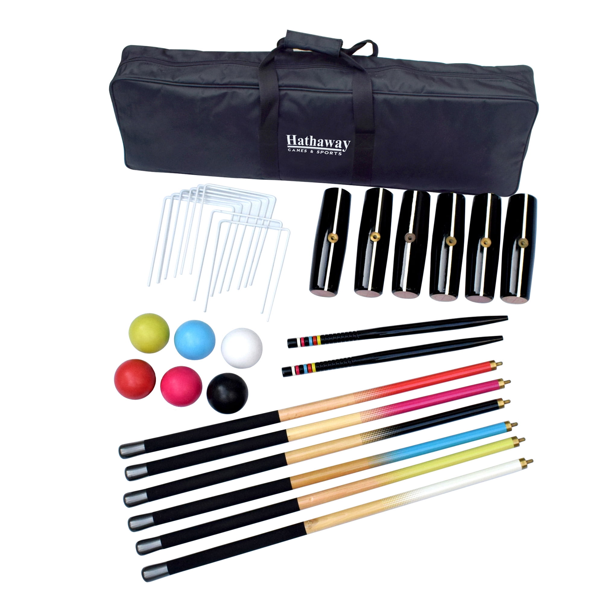 ブットバーススト ゴースン6点セット 希少品 GoSports Premium Wood Stained Croquet Set with Stand- 6 Players