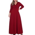 thumbnail image 2 of Vestido de fiesta de manga larga con degradado sólido y escote en V sexy para mujer de talla grande Fridja  NMB3703, 2 of 9