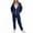 Navy, variant on hoksml Women's 2-Piece Zip Up Hoodie Set with Joggers, Solid Color Lightweight Sportswear for Spring Fall Running Casual Outing