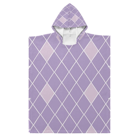 Kid Hooded Beach Towel Bath Poncho Towels Soft Absorbent Quick Dry for Boy Girl Purple Block S