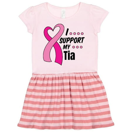 

Inktastic Breast Cancer Awareness I Support My Tia with Pink Ribbon Gift Toddler Girl Dress