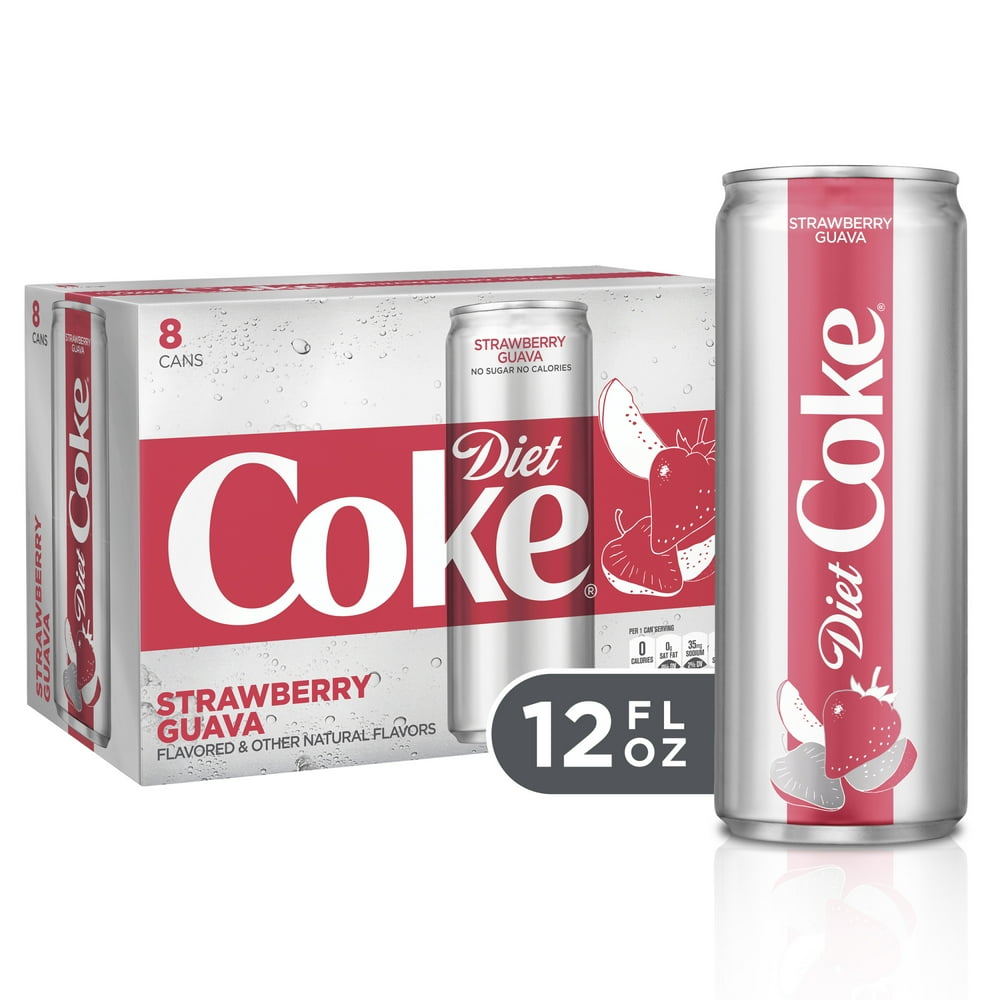 Diet Coke Strawberry Guava Diet Soda Soft Drinks, 12 fl oz, 8 Pack