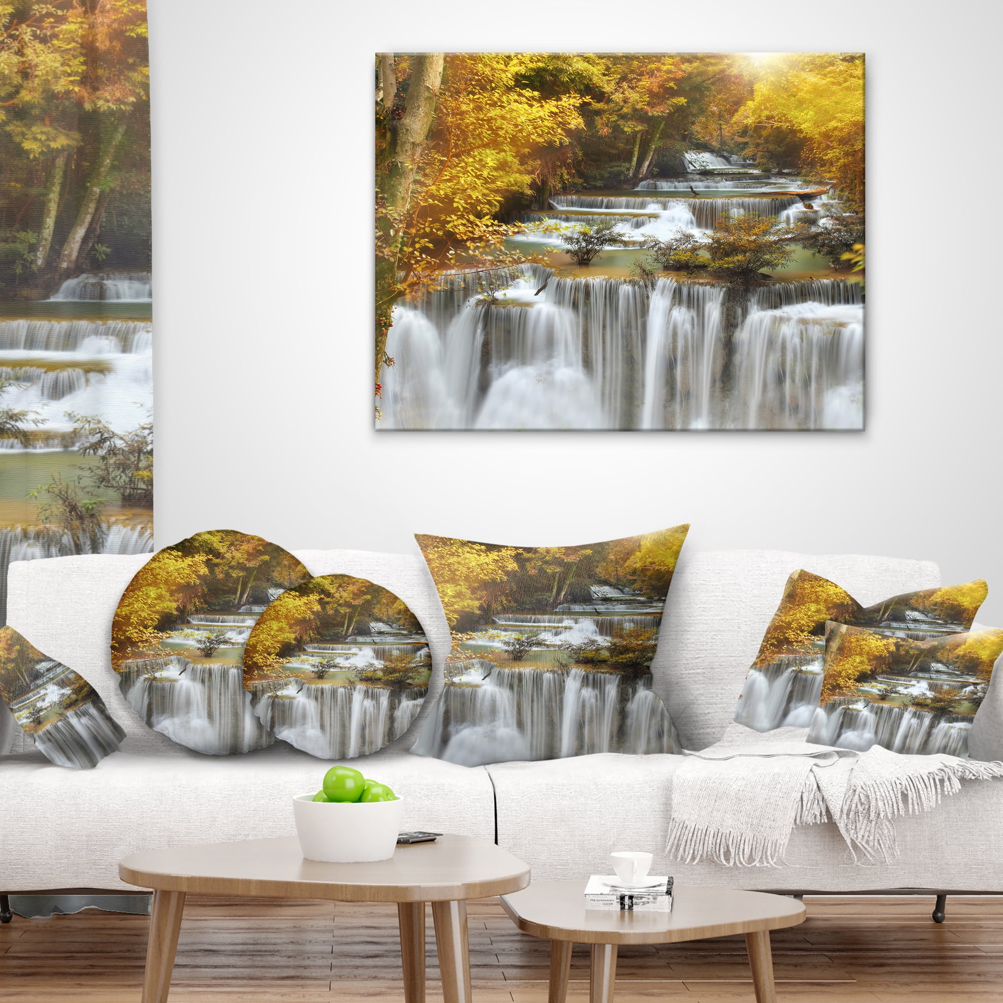 Designart Autumn Huai Mae Kamin Waterfall - Abstract Throw Pillow - 12x20