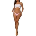 thumbnail image 2 of INSPIRE CHIC Women's V-waisted Underwear Ruched Invisibles Breathable No Trace Thongs Medium Pink, 2 of 4