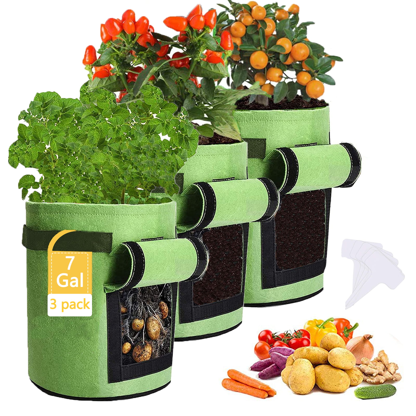YQLOGY Potato-Grow-Bags, Garden Vegetable Planter with Handles&Access Flap  for Vegetables,Tomato,Carrot