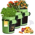 thumbnail image 1 of Potato Grow Bags,3 Pack 7 Gallon Felt Potatoes Growing Containers with Handles&Access Flap for Vegetables,Tomato,Carrot, Onion,Fruits,Plants Planting Planter, 1 of 7