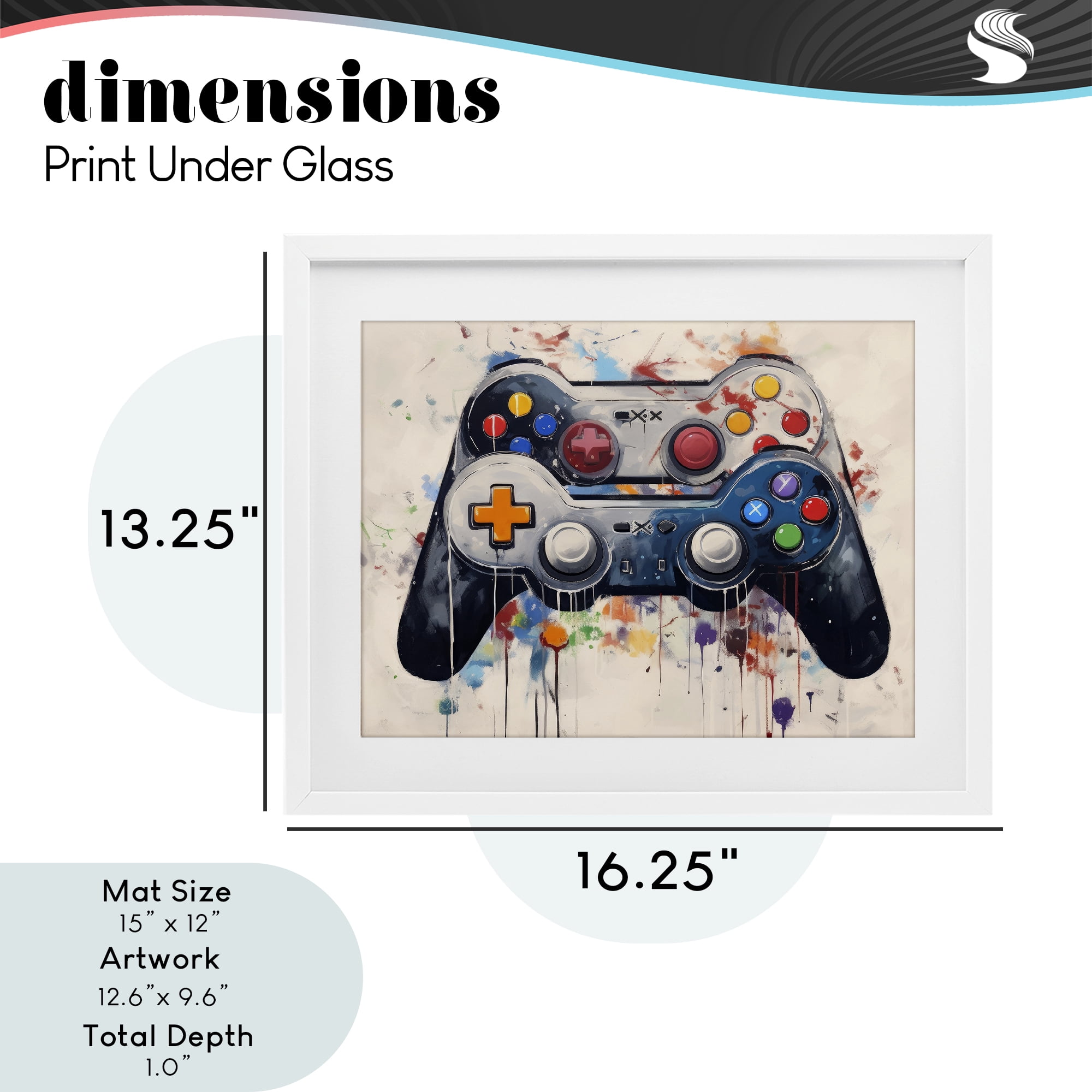 Stupell Industries Joystick Journeys Controller Duo White Framed Print Under Glass, design by Lazar Studio