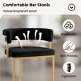 thumbnail image 2 of Set of 2 Beige Modern Velvet Bar Stools with Barrel Backrest, Upholstered Seat, and Gold Metal Footrest 25.6 Inch Seat Height, Ideal for Counters, Home Bars, and Kitchen Islands, 2 of 7