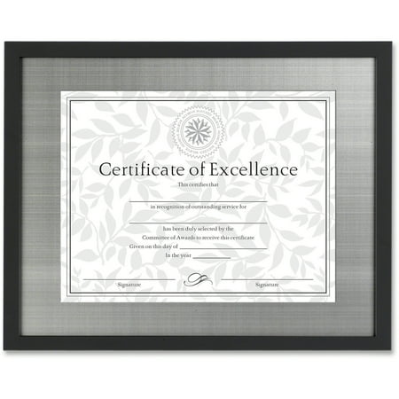 DAX Contemporary Wood Frame, Silver Metal Mat, 11 x 14, 8 1/2 x 11, Black