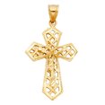thumbnail image 2 of Wellingsale 14K Yellow Gold Polished Milgrain Ornate Religious Catholic Gothic Crucifix Pendant, 2 of 4