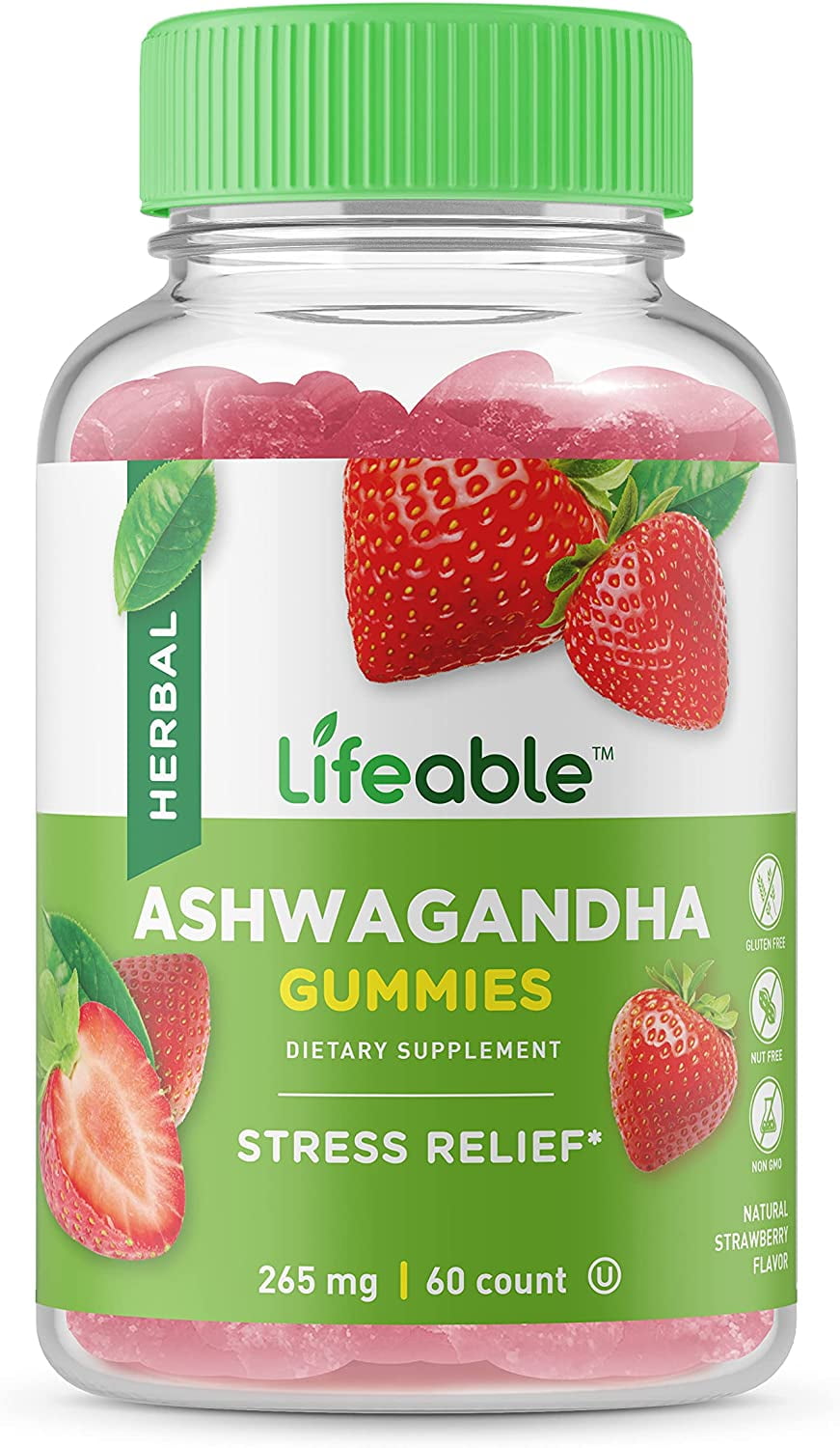 Lifeable Ashwagandha Vitamin Supplement, 265 mg, 60 Gummies