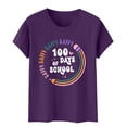 thumbnail image 4 of Liquidation! T-shirts Graphiques pour Femmes Uooqdmx, T-Shirt 100 Jours d'École, T-Shirts de Rentrée Scolaire, T-Shirt 100 Jours d'École T-Shirts d'Enseignant Joyeux 100e Jour, T-Shirts d'Enseignant, Violet 3TG, 4 of 5