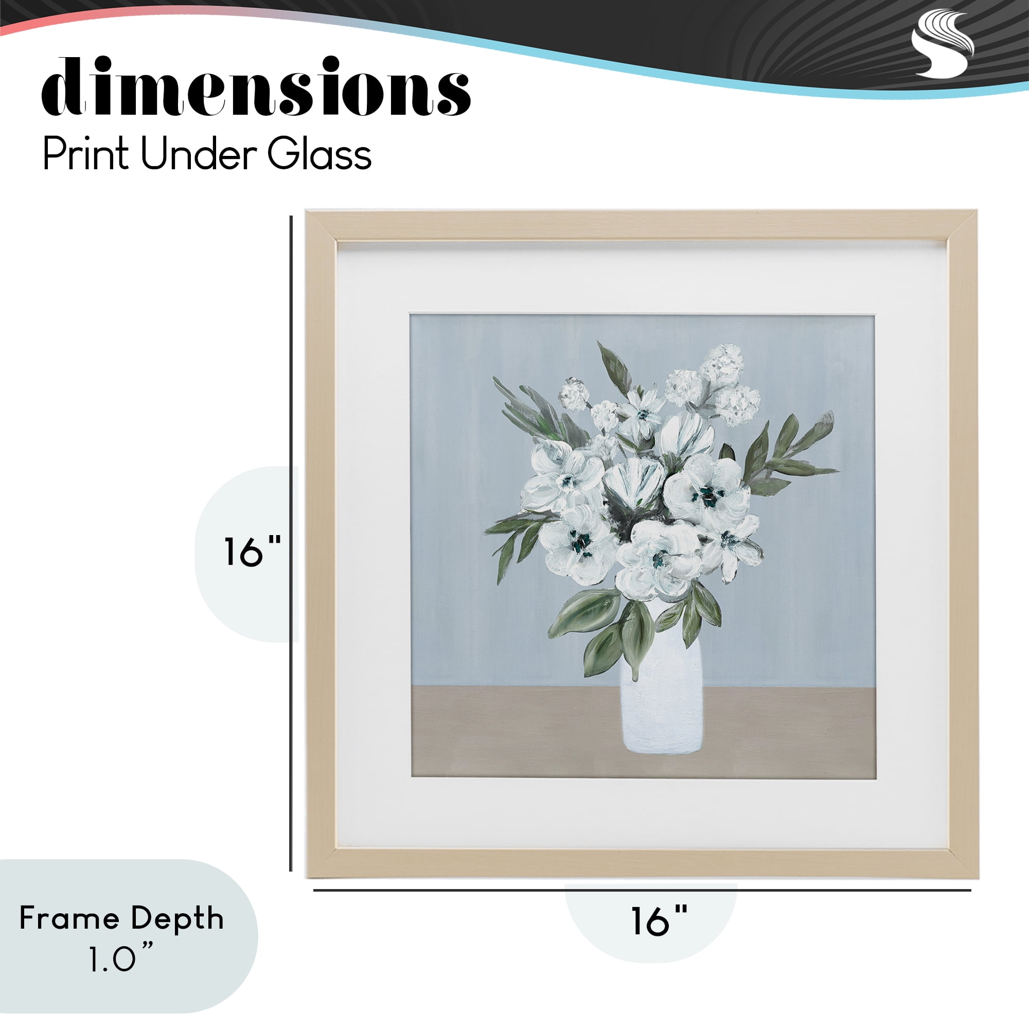 Stupell Industries Cerulean & White Blooms Birch Framed Print Under Glass, design by Marilyn Dunlap