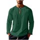 thumbnail image 2 of Blusas y camisas de manga larga con cuello en V para hombre, blusa informal de moda lisa con tirantes sueltos, blusa de manga larga con cuello en V, blusa de poliéster para hombre, 2 of 8
