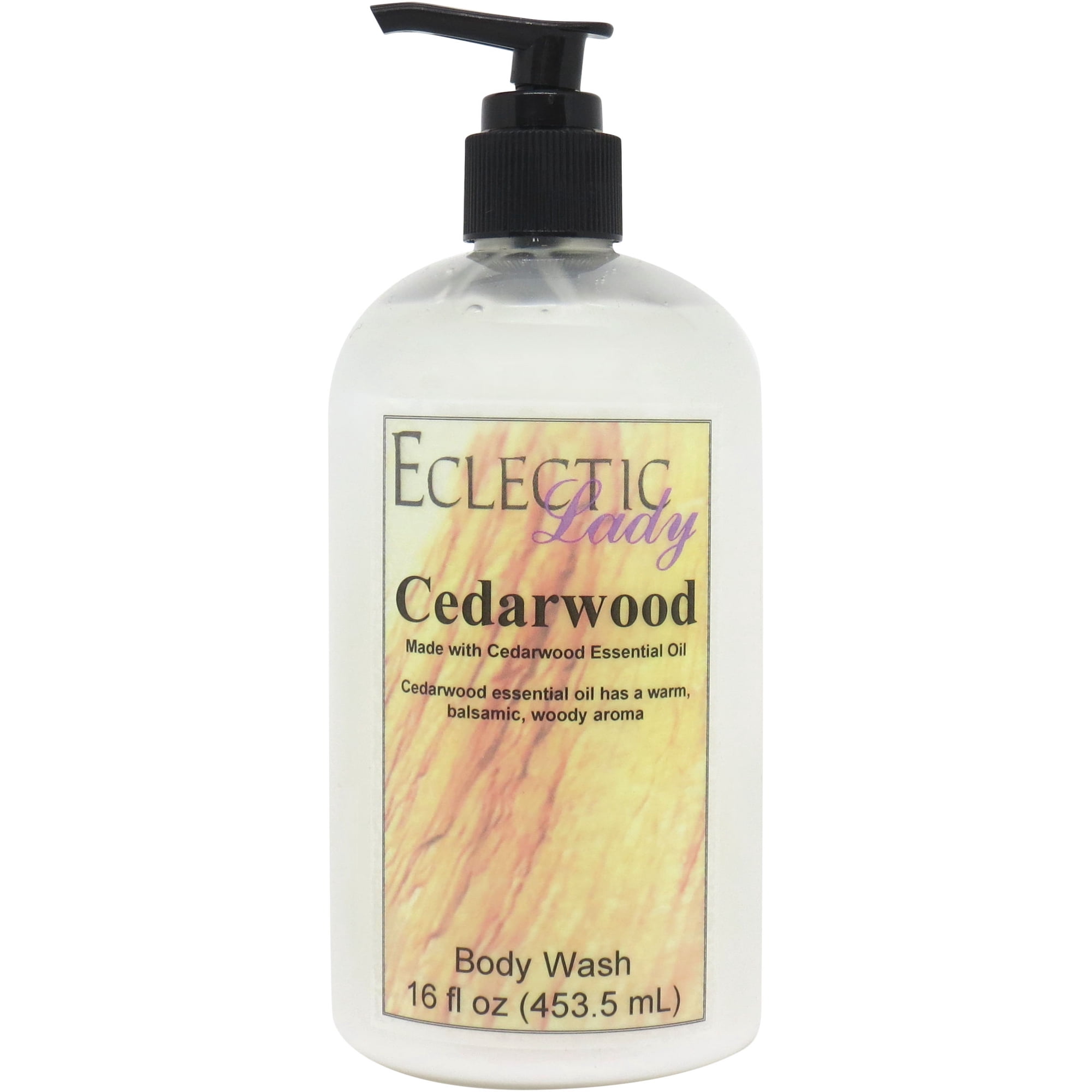 Cedarwood Essential Oil Body Wash by Eclectic Lady, Liquid Shower Gel for Women and Men, 16 Ounces