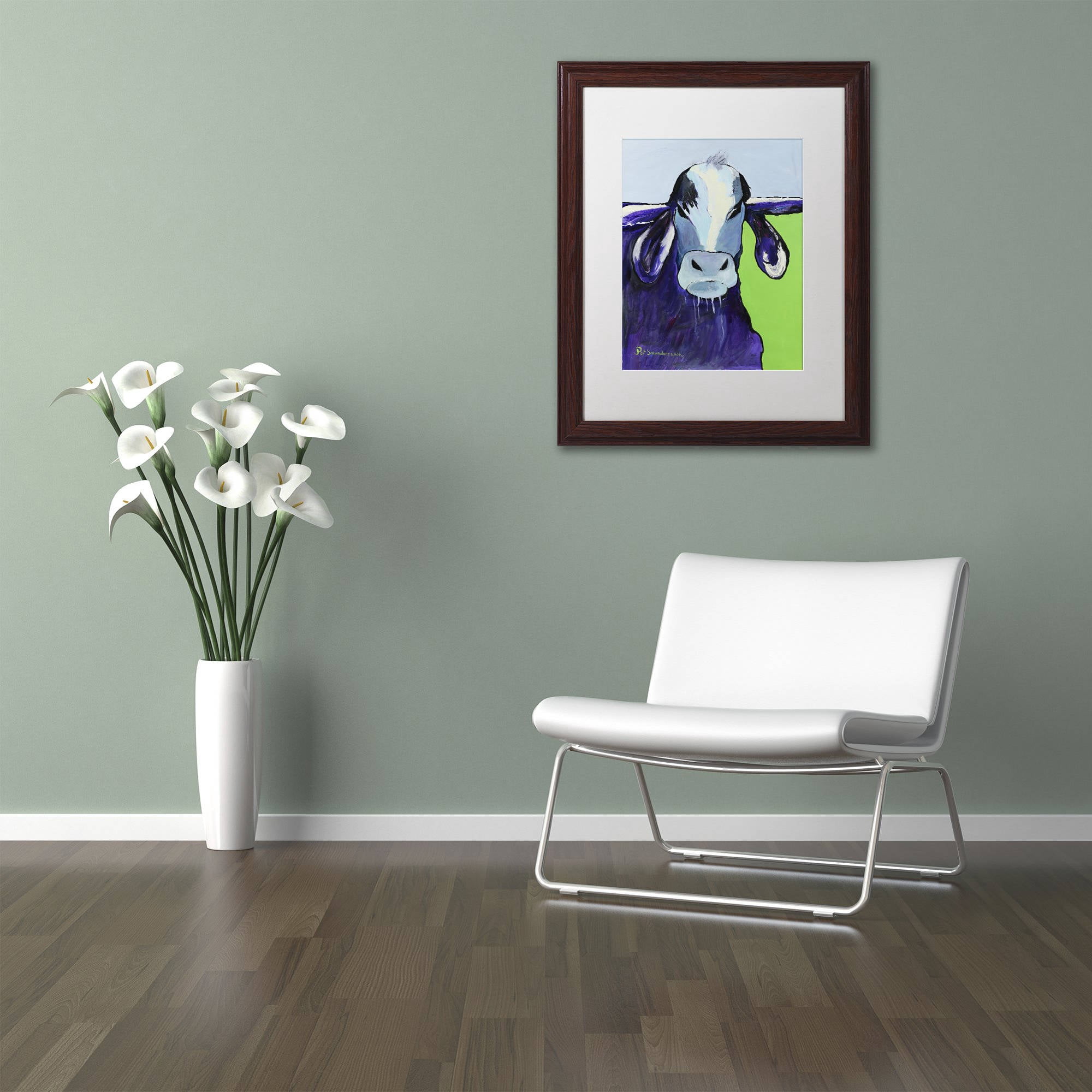 Trademark Fine Art "Bull Drool II" Canvas Art by Pat Saunders-White, White Matte, Wood Frame