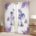 thumbnail image 2 of Homewish Children Boys Girls Kawaii Elephant Blackout Curtains Set of 2 (52x84 Each),Chic Purple Flowers Window Curtains,Cartoon Floral Animal Curtains and Drapes,Ultra Soft Home Decor, 2 of 6