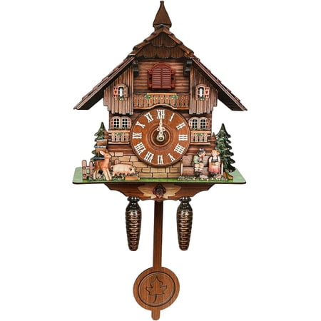Miumaeov Cuckoo Clock Vintage Wall Clock Traditional Black Forest Clock Fun Design Durable MDF Materials Excellent Readability Unique Home Decor