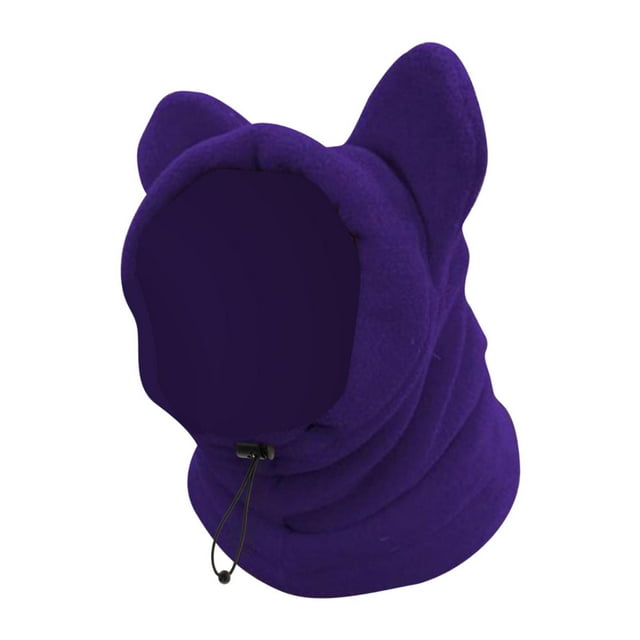 Gorro con orejeras de invierno para perro, suave, con capucha, resistente al viento, ajustable violeta l