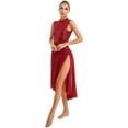 thumbnail image 3 of iiniim Womens Sequins Lyrical Dance Sleeveless Mesh Tulle Leotard Dress Modern Contemporary Dancewear A Burgundy S, 3 of 7