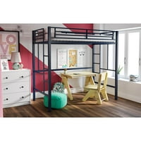 YourZone Metal Loft Bed, Twin Size, Navy