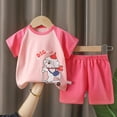 thumbnail image 2 of XZNPDUCQ Toddler Girls Golf Outfit Printed T Shirts Top Plaid Elastic Shorts Set 2Pcs BirthdaySummer Cartoon Print 2PCS Set For 6 12 18 24 Months 2T 3T 4T 5T Dailywear Pink，6-12 Months, 2 of 3