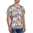 thumbnail image 4 of Yiaed Tropical Leaves Print Mens Short Sleeve Tight Fit T-Shirt, Crewneck Casual Tee-X-Large, 4 of 5