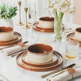 thumbnail image 2 of Ceramic Dinnerware Sets for 4,Round Reactive Glaze Ceramic Plates and Bowls Set,Highly Chip and Crack Resistant | Dishwasher & Microwave  Dishes Set,Service for 4 (12pc)-Kahki, 2 of 6