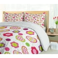 thumbnail image 5 of Ambesonne Cartoon Duvet Cover Sets, Flowers Heart Shapes, 2-King, Lime Purple Red, 5 of 7
