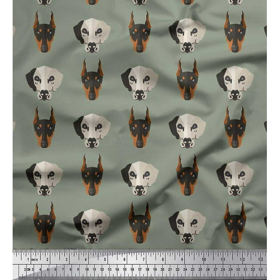 Soimoi Cotton Duck Fabric Great Dane & Doberman Dog Print Fabric by The Yard 42 Inch Wide