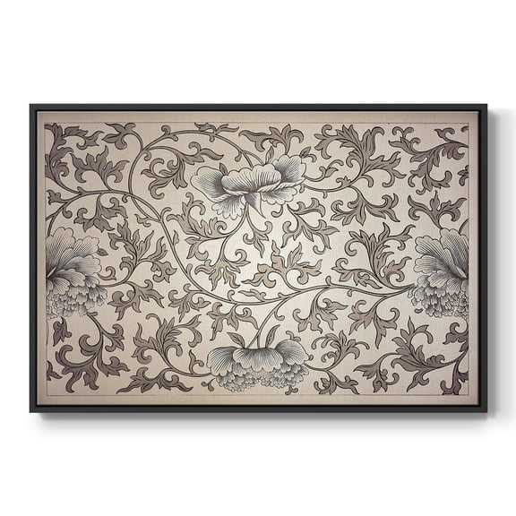 Vintage Abstract Print-XXIV Framed in Black Wood Gallery Wrapped Canvas 17 in. x 25 in.