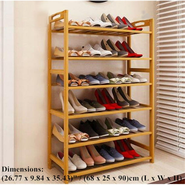 Zimtown 6 Tiers Natural Bamboo Wood, Wooden Shoe Rack Dimensions