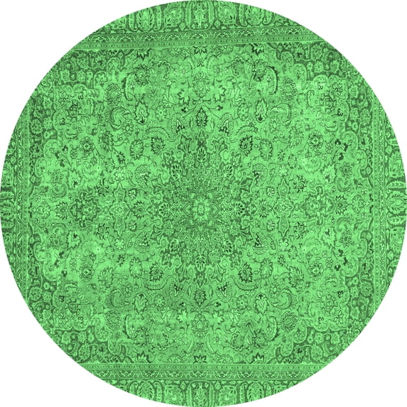Ahgly Company Indoor Round Abstract Emerald Green Modern Area Rugs, 5' Round