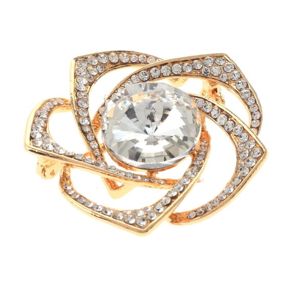 Medium Size Crystal Rose Brooch