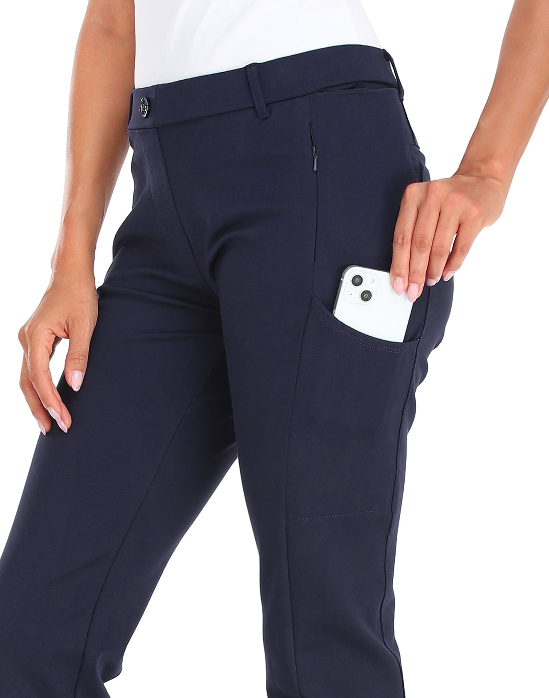 HDE Yoga Dress Pants for Women Straight Leg Pull On Pants with 8 Pockets  Khaki - M Short