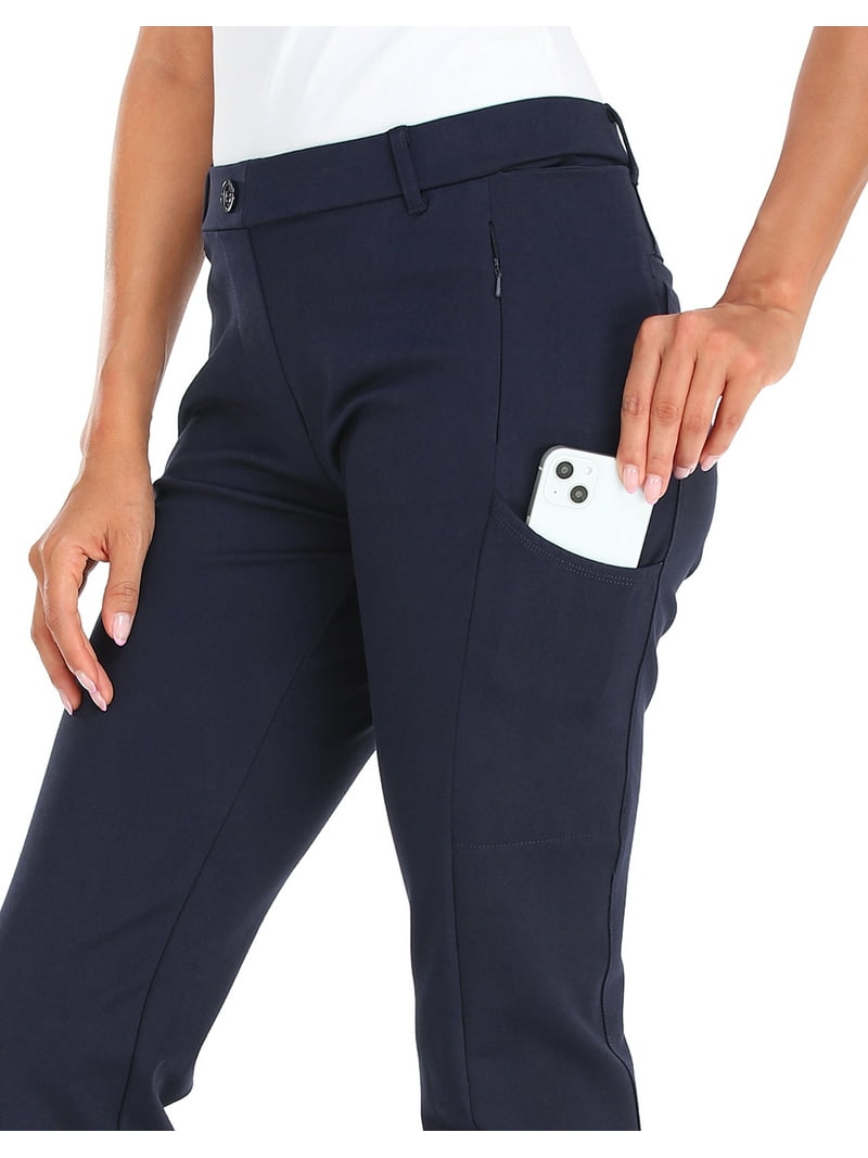 HDE Women's Yoga Dress Pants, XL Long, Straight Leg, Pull-On