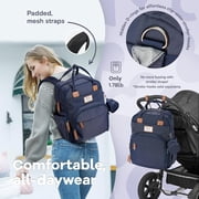 Ruvalino Baby Diaper Bag Backpack, Multifunction Waterproof Travel Bag with Insulated Bottle Holders, Durable Fabric and Changing Pad, Navy Blue