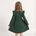 thumbnail image 5 of Hotiary 2-7Y Girls Fall Winter Casual Ribbed Knit Dresses Ruffle Long Sleeve Sweater Dress Button Party Holiday Dress, 5 of 8